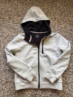 abercrombie kids Heather Gray Zip-Up Hoodie with Black Lining